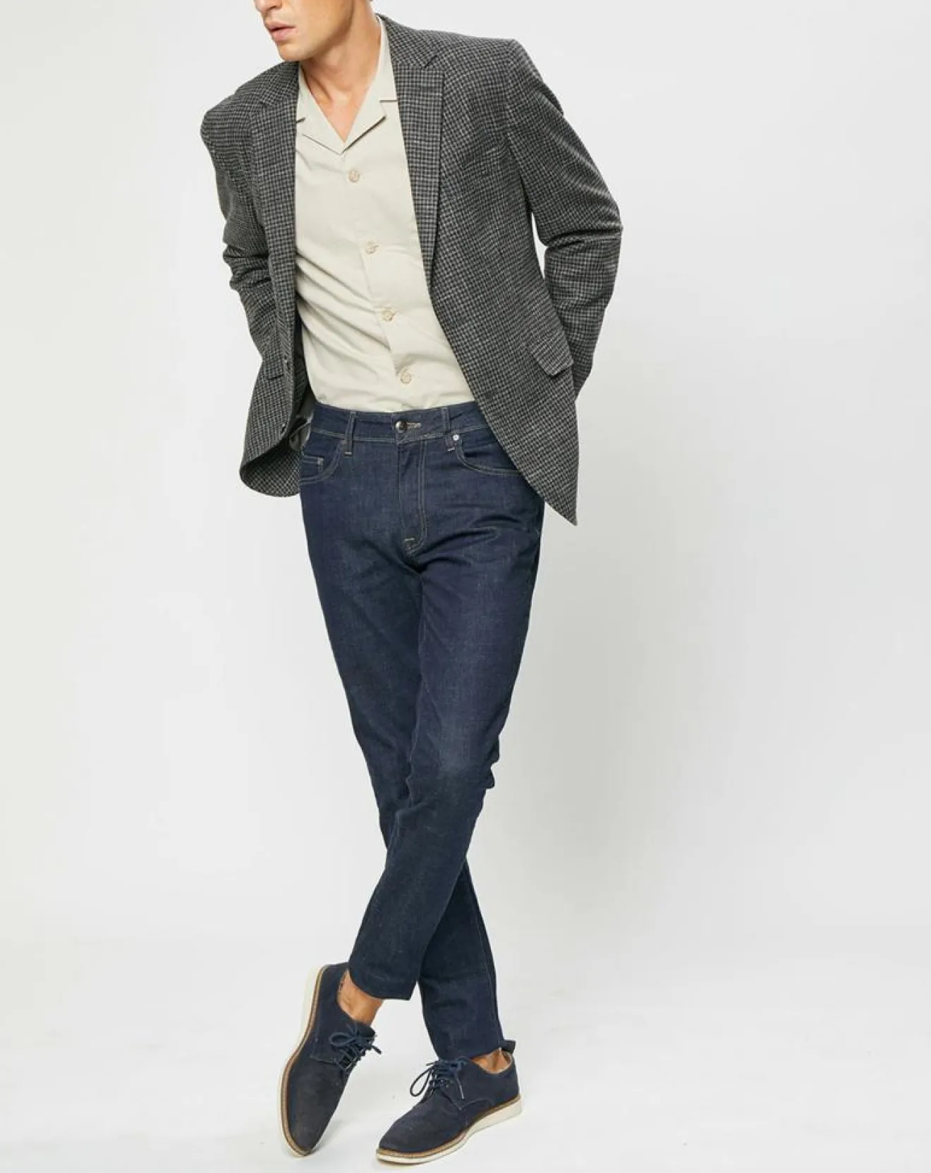 Hot Hackett London Veste en Laine mélangée à imprimé pied-de-poule marron/gris