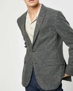 Hot Hackett London Veste en Laine mélangée à imprimé pied-de-poule marron/gris