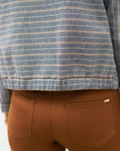 Femme Caroll Veste en Laine mélangée Danila rayée bleu marine