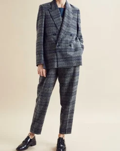 New Chloé Stora Veste en Laine mélangée Ulla à carreaux grise