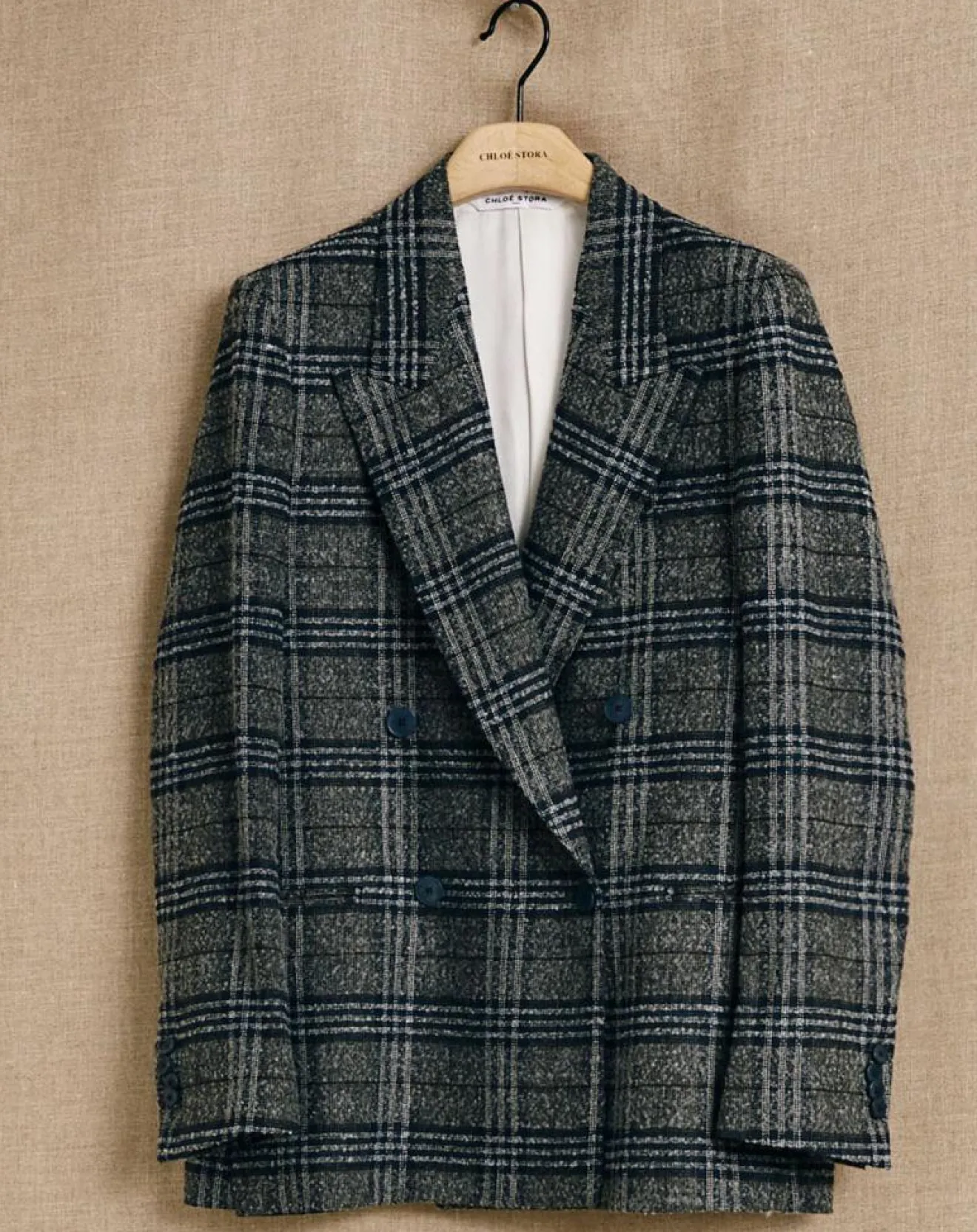 New Chloé Stora Veste en Laine mélangée Ulla à carreaux grise