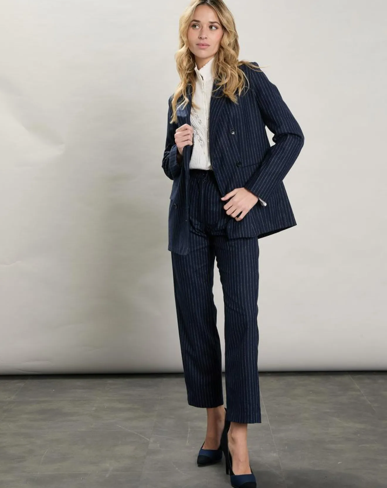 Femme Hartford Veste en Laine mélangée Velize rayures brutes/marine