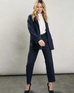 Femme Hartford Veste en Laine mélangée Velize rayures brutes/marine