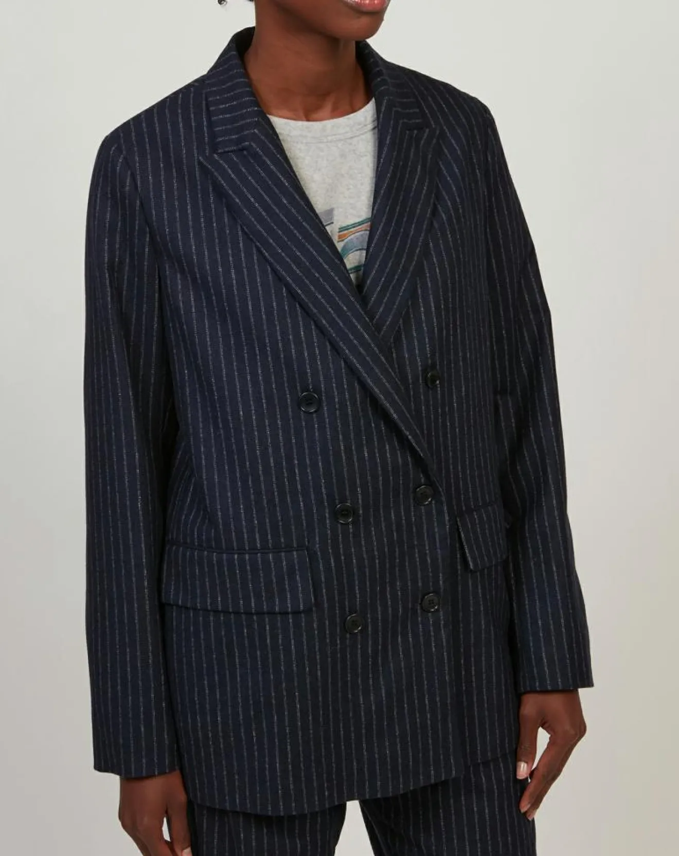 Femme Hartford Veste en Laine mélangée Velize rayures brutes/marine