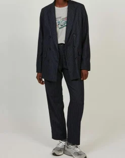 Femme Hartford Veste en Laine mélangée Velize rayures brutes/marine