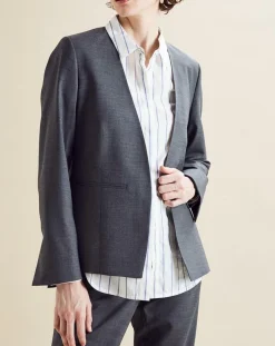 Femme Chloé Stora Veste en Laine mélangée Vezuve gris