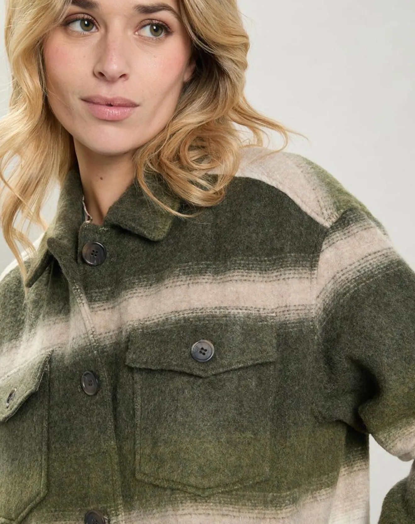 Femme Hartford Veste en Laine mélangée Voltige beige/vert