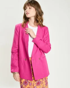 Femme La Petite Etoile Veste en Lin & Coton Vivano fushia