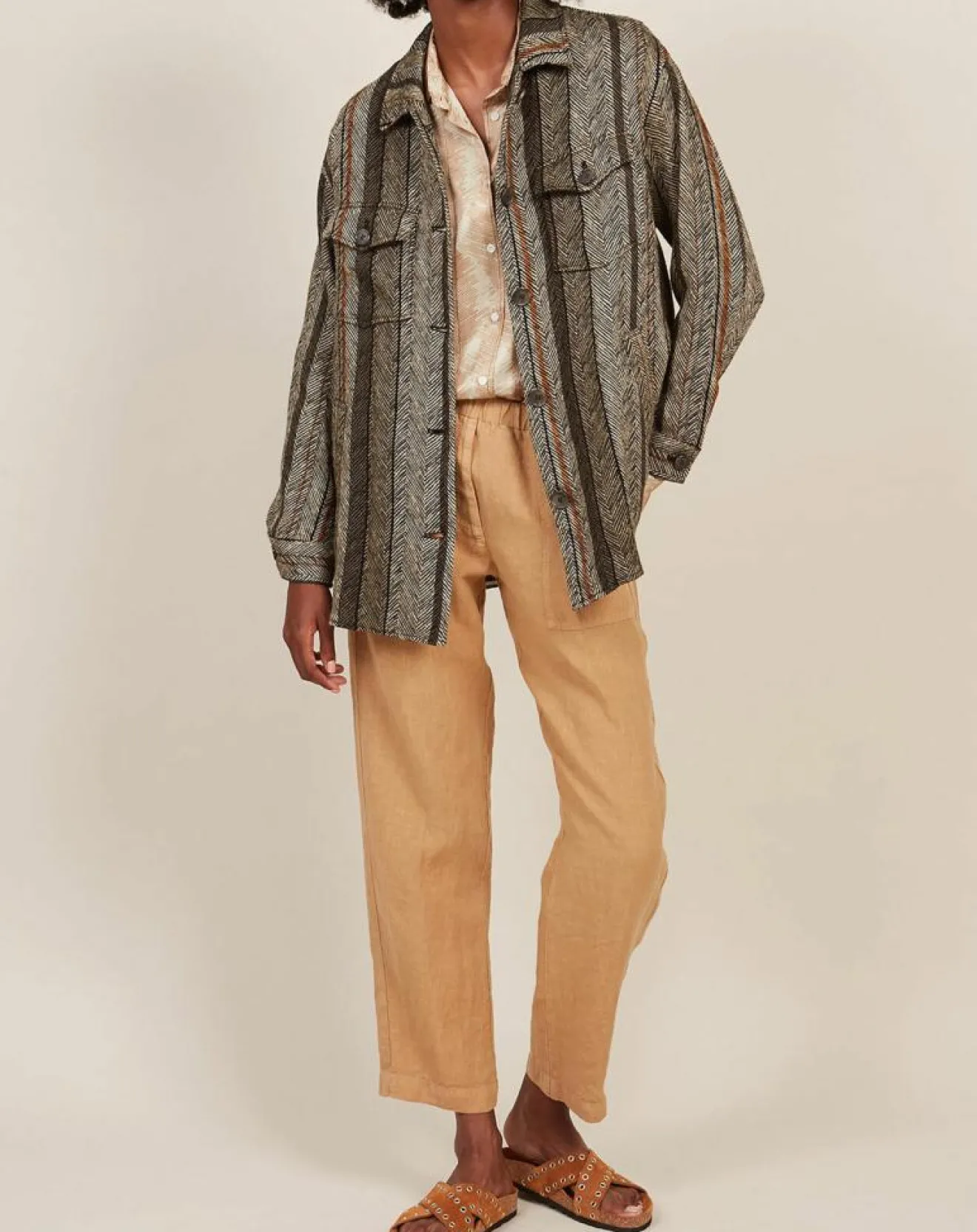 New Hartford Veste en Lin & Coton Voltige beige/noir