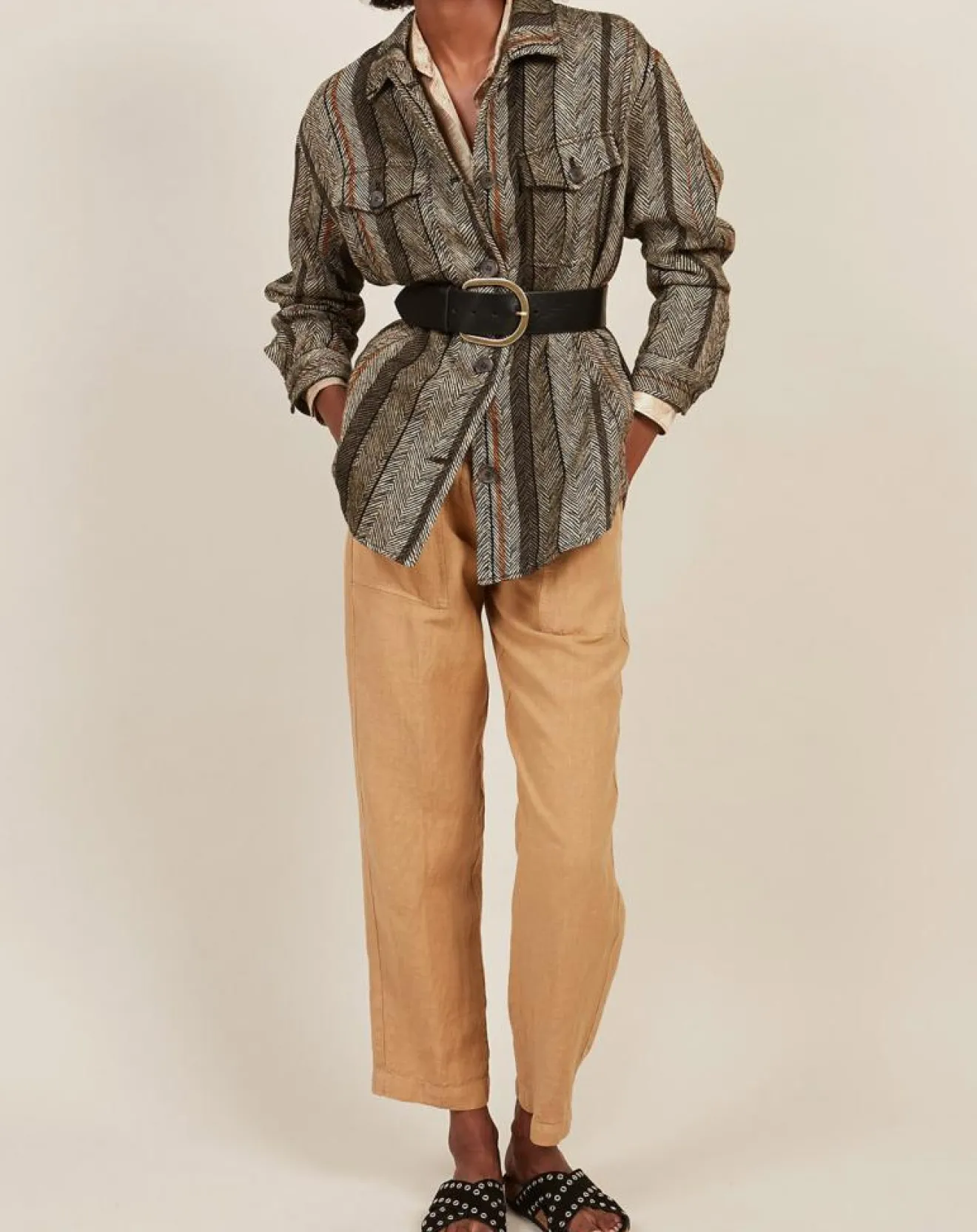 New Hartford Veste en Lin & Coton Voltige beige/noir