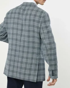 Outlet Hackett London Veste en Lin & Laine mélangés Claire imprimée prince de galles bleue