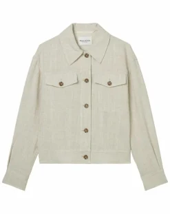 Femme Marc O'Polo Veste en Lin mélangé Cropped gris clair