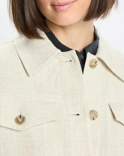 Femme Marc O'Polo Veste en Lin mélangé Cropped gris clair