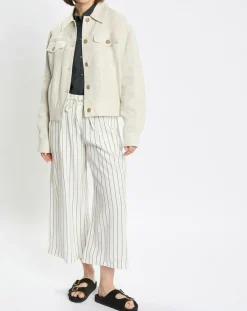 Femme Marc O'Polo Veste en Lin mélangé Cropped gris clair