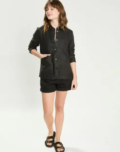 Femme La Petite Etoile Veste en Lin mélangé Fauline noire