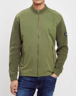 Homme Pepe Jeans Veste en maille Liseret kaki