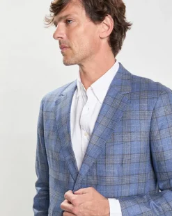 Clearance Hackett London Veste en Soe & Laine à imprimé Prince de Galles bleue