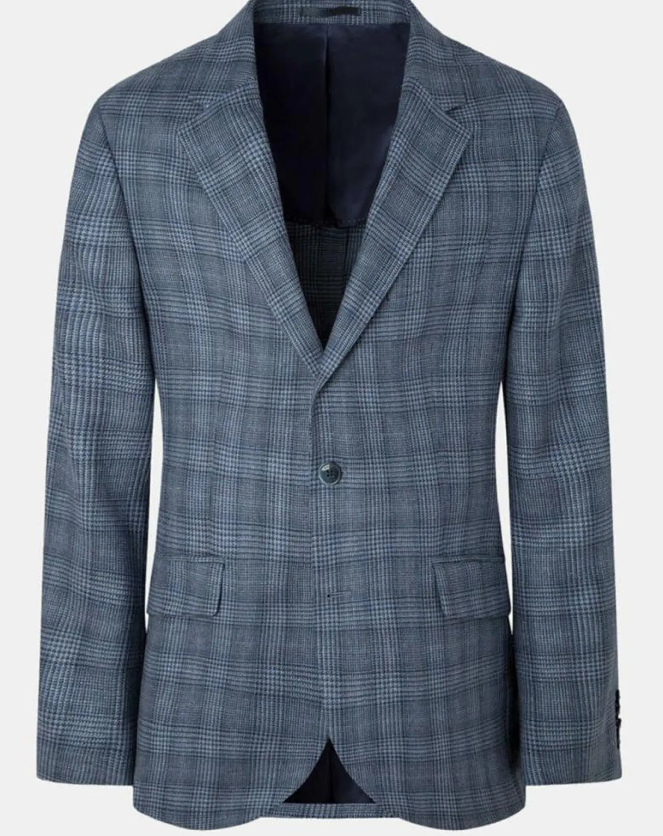 Homme Hackett London Veste en Soie & Laine Check à imprimé Prince de Galles bleu moyen