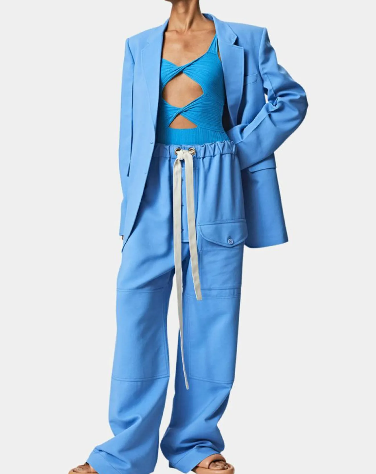 Sale Stella McCartney Veste en Twill Tailoring bleue