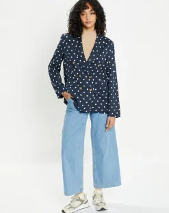 Clearance Jodhpur Veste fluide bloom bleue/blanc