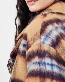 Femme See u Soon Veste fourrée en Laine mélangée Vitelotte beige foncé/multicolore