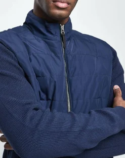 Hackett London Veste Hybrid bimatière bleu marine