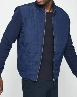 Hackett London Veste Hybrid bimatière bleu marine