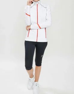 Femme Odlo Veste intermédiaire technique Allalin blanc/noir/orange