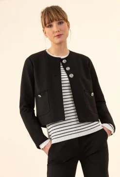 Femme Bleu Blanc Rouge Veste Joe noir