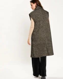 Femme Lauren Vidal Veste longue sans manches en Laine mélangée Elsa noire