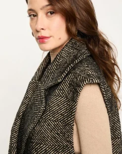 Femme Lauren Vidal Veste longue sans manches en Laine mélangée Elsa noire