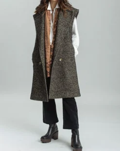 Femme Lauren Vidal Veste longue sans manches en Laine mélangée Elsa noire