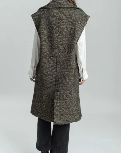 Femme Lauren Vidal Veste longue sans manches en Laine mélangée Elsa noire