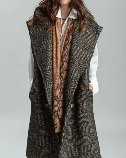 Femme Lauren Vidal Veste longue sans manches en Laine mélangée Elsa noire