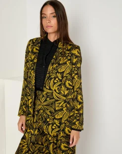 Femme See u Soon Veste Louise satinée imprimée jaune