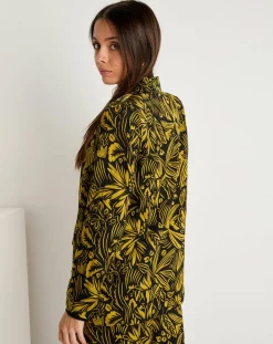 Femme See u Soon Veste Louise satinée imprimée jaune