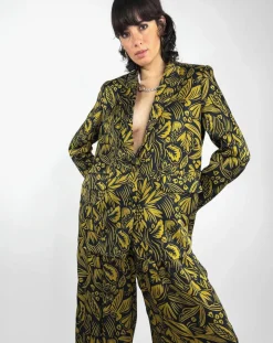 Femme See u Soon Veste Louise satinée imprimée jaune