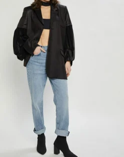 Femme Comme des Garçons Veste satinée bimatière noire