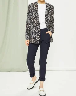 Femme MaxMara Veste Strenna imprimée bleu marine