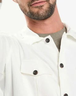 Homme Hackett London Veste Surchemise en Lin mélangé blanche