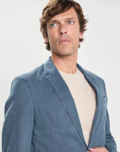 Homme Hackett London Veste Tencel Destruct bleue