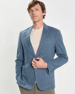 Homme Hackett London Veste Tencel Destruct bleue