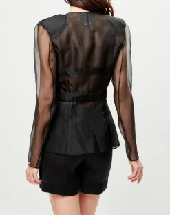 Best La Perla Veste transparente à épaulettes Esprit d'Atelier 100% Soie noire