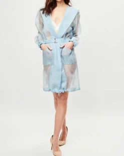 Femme La Perla Veste transparente Esprit d'Atelier 100% Soie bleue