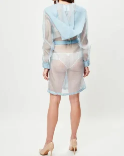 Femme La Perla Veste transparente Esprit d'Atelier 100% Soie bleue