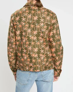 Scotch & Soda Veste Trucker imprimée kaki/orange