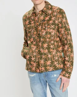 Scotch & Soda Veste Trucker imprimée kaki/orange