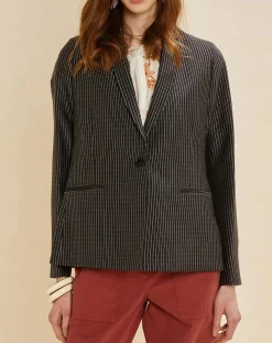 Femme Chloé Stora Veste Umami rayée noire