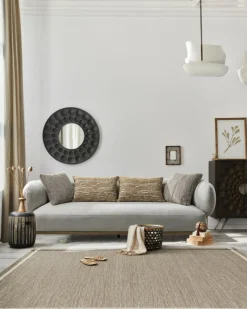 Uniqka Vigo - Canapé en tissu et bois massif